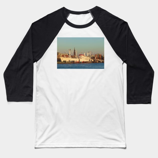 Cap San Diego, ship, Elbe, evening, Hamburg Baseball T-Shirt by Kruegerfoto